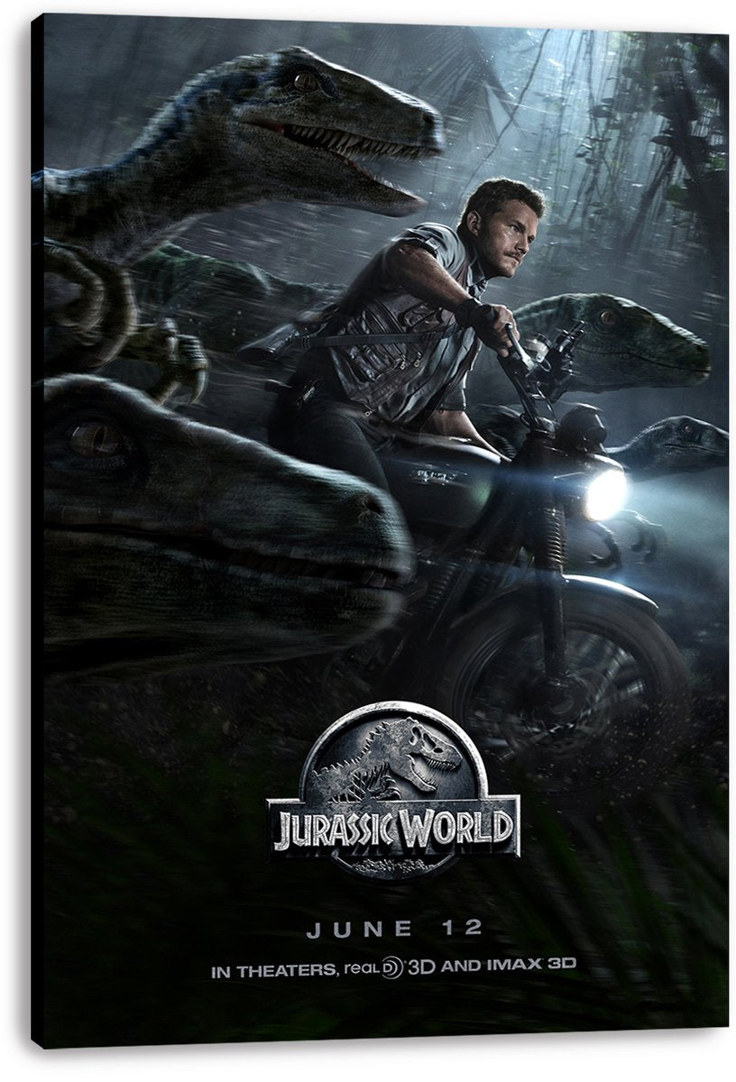 Jurassic World Chris Pratt and Velociraptors Decorative Painting (paper and canvas) art poster printing print
