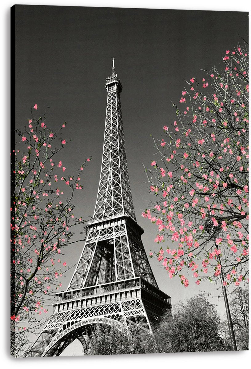 Eiffel Tower Pink Blossoms Decorative Painting (paper and canvas) art poster printing print