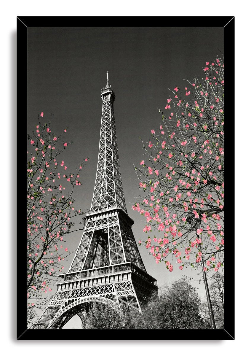 Eiffel Tower Pink Blossoms Decorative Painting (paper and canvas) art poster printing print