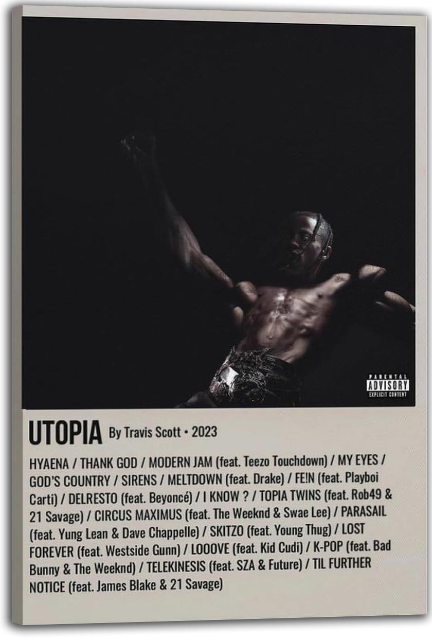 Travis Scott Utopia Album Cover Poster Wall Art Print (Paper and Canvas) Art Poster Printing Print