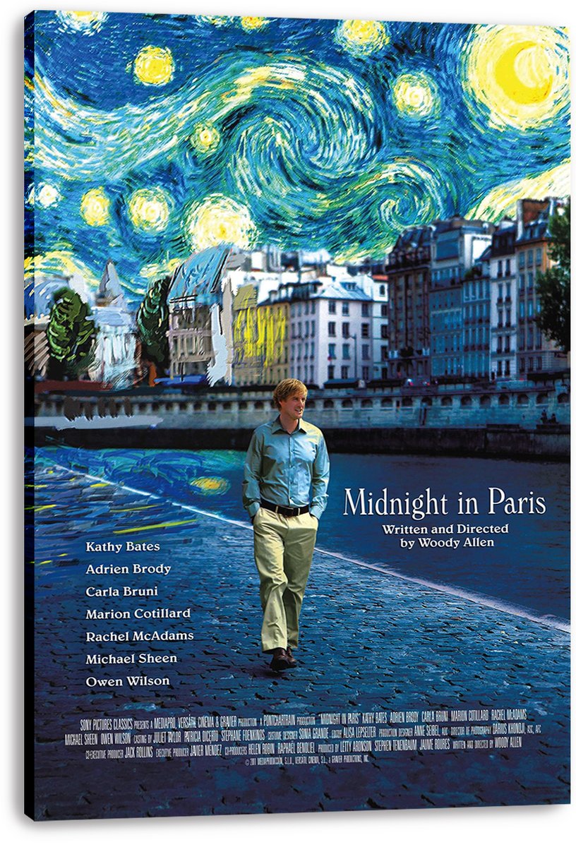 "Midnight in Paris" Movie Owen Wilson Decorative Painting (paper and canvas) art poster printing print