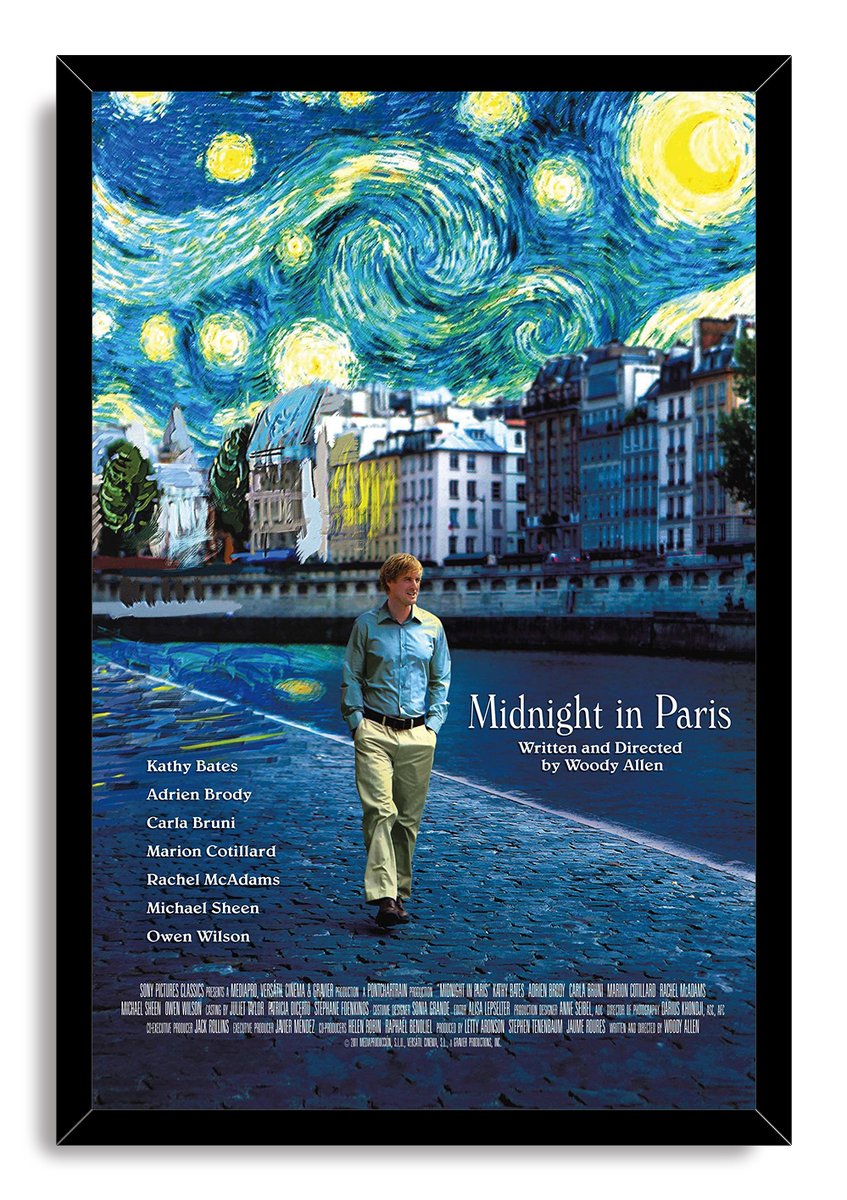 "Midnight in Paris" Movie Owen Wilson Decorative Painting (paper and canvas) art poster printing print