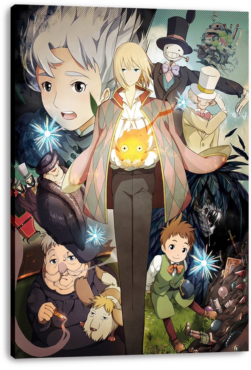 Studio Ghibli Howl's Moving Castle Movie Poster Decorative Painting (paper and canvas) art poster printing print