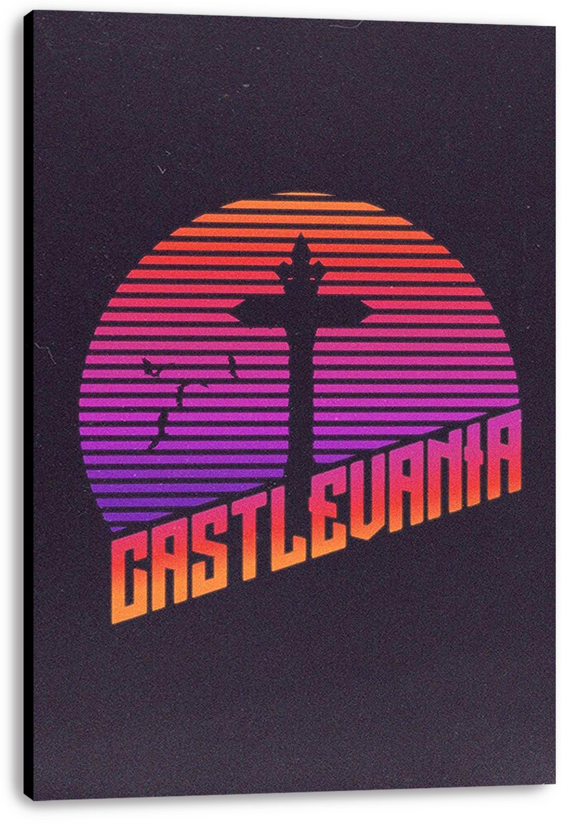 Castlevania Retro Synthwave Sunset Decorative Painting (paper and canvas) art poster printing print