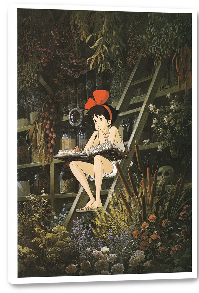 Kiki's Delivery Service Kiki Reading Decorative Painting (paper and canvas) art poster printing print
