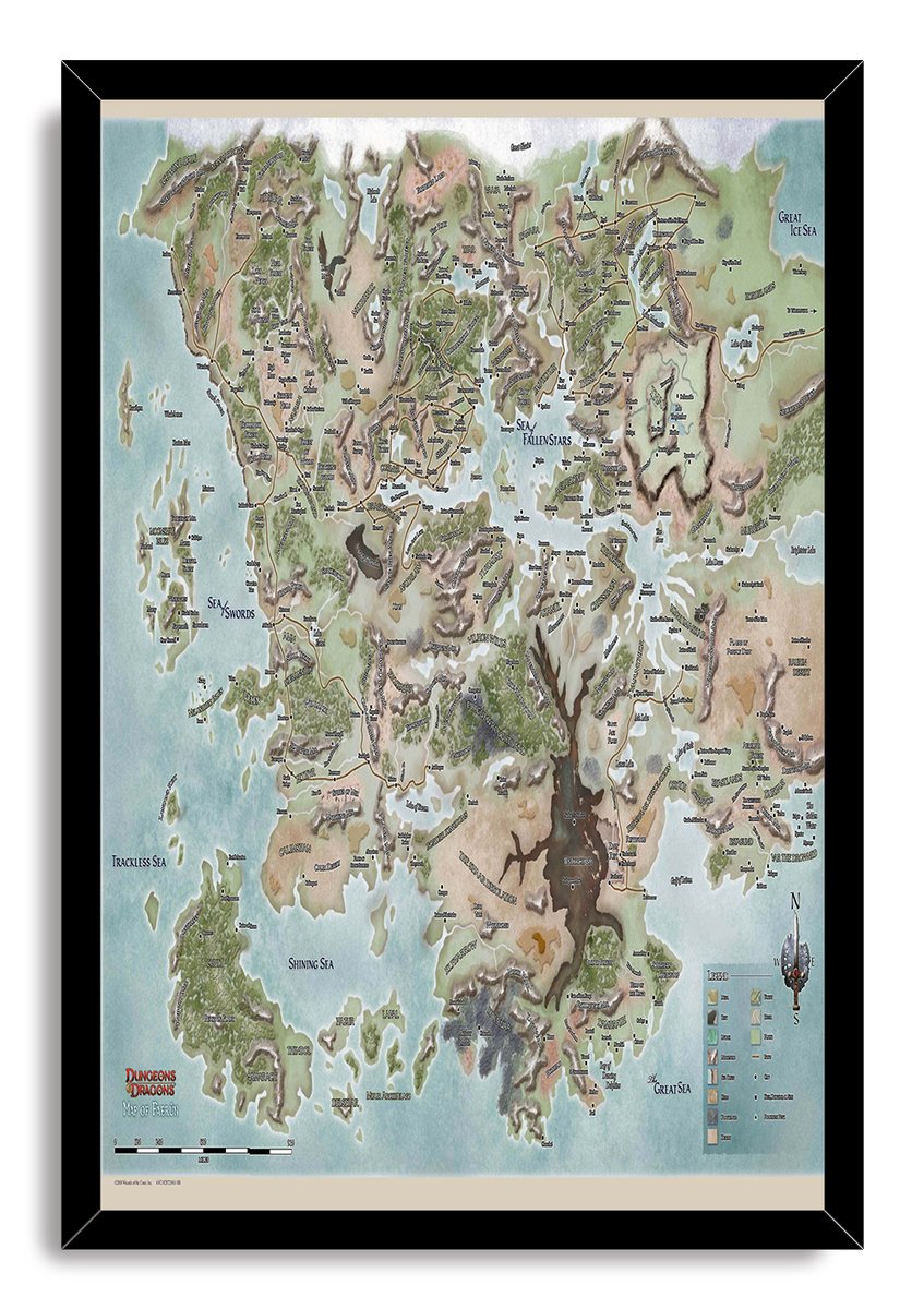 Dungeons & Dragons Faerûn Map Decorative Painting (paper and canvas) art poster printing print