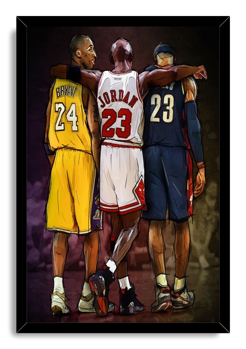 Basketball GOATs Trio (Kobe Bryant, Michael Jordan, LeBron James) Decorative Painting (paper and canvas) art poster printing print