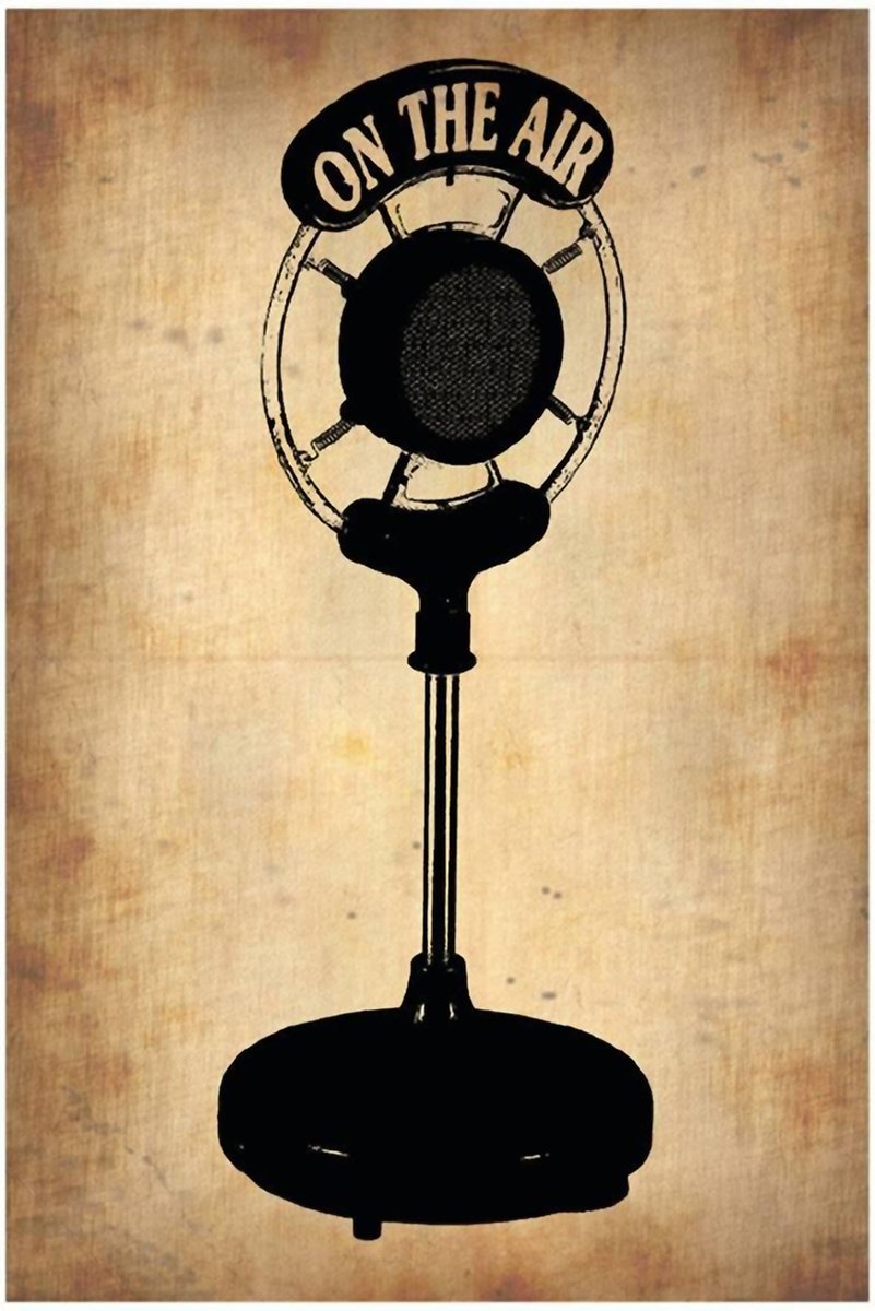Vintage Radio Microphone On The Air Decorative Painting (paper and canvas) art poster printing print