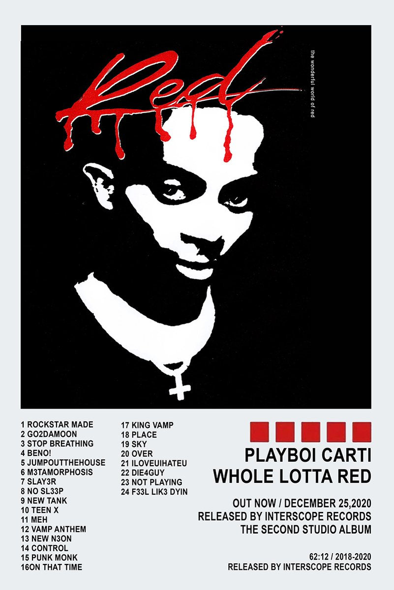 Playboi Carti Whole Lotta Red Album Cover Decorative Painting (paper and canvas) art poster printing print
