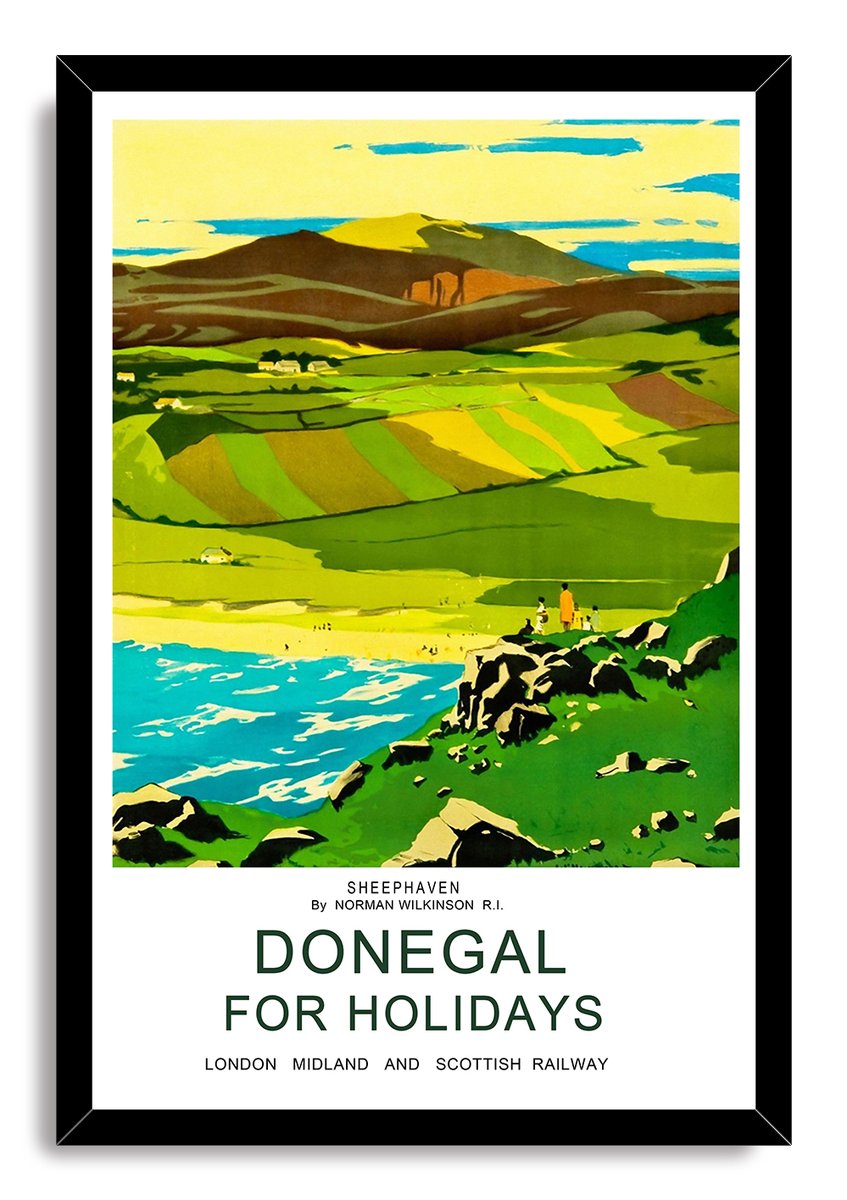 Donegal Sheepgaven Vintage Travel Poster Landscape Decorative Painting (paper and canvas) art poster printing print