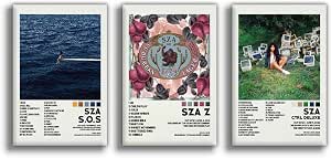 SZA poster set overview showing three portrait album-art designs with ocean, floral, and green outdoor photographic imagery.